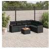 Image de Salon de Jardin avec Coussins 7 pcs, Canapés de Terrasse, Ensemble de Meubles de Patio, Mobilier d'Extérieur, Noir 3258408