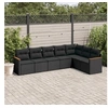 Image de Salon de Jardin avec Coussins 7 pcs, Canapés de Terrasse, Ensemble de Meubles de Patio, Mobilier d'Extérieur, Noir 3258429
