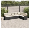 Image de Salon de Jardin avec Coussins 7 pcs, Canapés de Terrasse, Ensemble de Meubles de Patio, Mobilier d'Extérieur, Noir 3258430