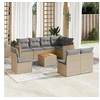 Image de Salon de jardin modulable 9 pieces rotin beige 62 x 62 x 69 cm 8 personnes