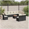 Image de Salon de Jardin avec Coussins 11 pcs, Canapés de Terrasse, Ensemble de Meubles de Patio, Mobilier d'Extérieur, Noir 3258479