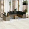 Image de Salon de jardin modulable - Lot de 10 pieces - Rotin gris - 9 personnes - Avec rangement
