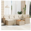 Image de Salon de jardin modulable beige 6 personnes rotin 62 x 62 x 69 cm 7 pieces