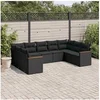 Image de Salon de Jardin avec Coussins 9 pcs, Canapés de Terrasse, Ensemble de Meubles de Patio, Mobilier d'Extérieur, Noir 3258674