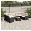 Image de Salon de Jardin avec Coussins 10 pcs, Canapés de Terrasse, Ensemble de Meubles de Patio, Mobilier d'Extérieur, Noir 3258682