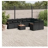 Image de Salon de Jardin avec Coussins 10 pcs, Canapés de Terrasse, Ensemble de Meubles de Patio, Mobilier d'Extérieur, Noir 3258709