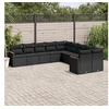 Image de Salon de Jardin avec Coussins 10 pcs, Canapés de Terrasse, Ensemble de Meubles de Patio, Mobilier d'Extérieur, Noir 3258751
