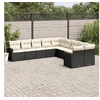 Image de Salon de Jardin avec Coussins 10 pcs, Canapés de Terrasse, Ensemble de Meubles de Patio, Mobilier d'Extérieur, Noir 3258752