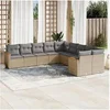 Image de Salon de jardin modulable 10 pieces 10 personnes resine tressee 62.0 x 62 x 69 cm beige