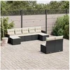 Image de Salon de Jardin avec Coussins 9 pcs, Canapés de Terrasse, Ensemble de Meubles de Patio, Mobilier d'Extérieur, Noir 3258773