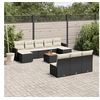 Image de Salon de jardin modulable 11 pièces en résine tressée noir - 1 table fixe, 1 canapé et 2 tabourets - 55 x 62 x 69 cm - 10 personnes