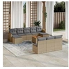 Image de Salon de jardin modulable - Lot de 11 pieces - Resine tressee - 10 personnes - Beige