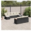 Image de Salon de Jardin avec Coussins 10 pcs, Canapés de Terrasse, Ensemble de Meubles de Patio, Mobilier d'Extérieur, Noir 3258815