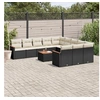 Image de Salon de Jardin avec Coussins 12 pcs, Canapés de Terrasse, Ensemble de Meubles de Patio, Mobilier d'Extérieur, Noir 3258836