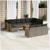 Image de Salon de jardin modulable resine tressee 14 pieces 12 personnes 62 x 62 x 69 cm gris