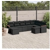 Image de Salon de Jardin avec Coussins 9 pcs, Canapés de Terrasse, Ensemble de Meubles de Patio, Mobilier d'Extérieur, Noir 3258940