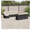 Image de Salon de Jardin avec Coussins 12 pcs, Canapés de Terrasse, Ensemble de Meubles de Patio, Mobilier d'Extérieur, Noir 3258983