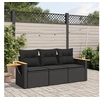 Image de Salon de Jardin avec Coussins 3 pcs, Canapés de Terrasse, Ensemble de Meubles de Patio, Mobilier d'Extérieur, Noir 3258996