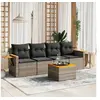Image de Salon de jardin modulable rotin gris 4 personnes 55 x 62 x 69 cm 5 pieces