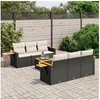 Image de Noir 6 personnes salon de jardin modulable resine tressee 55.0 x 62 x 69 7 pieces