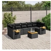 Image de Salon de Jardin avec Coussins 8 pcs, Canapés de Terrasse, Ensemble de Meubles de Patio, Mobilier d'Extérieur, Noir 3259052