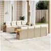 Image de Salon de jardin modulable 8 personnes resine tressee beige 55 x 62 x 69 cm 9 pieces