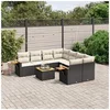Image de Salon de Jardin avec Coussins 9 pcs, Canapés de Terrasse, Ensemble de Meubles de Patio, Mobilier d'Extérieur, Noir 3259067