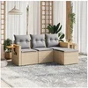 Image de Salon de Jardin avec Coussins 4 pcs, Canapés de Terrasse, Ensemble de Meubles de Patio, Mobilier d'Extérieur, Beige 3259147