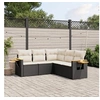 Image de Salon de Jardin avec Coussins 5 pcs, Canapés de Terrasse, Ensemble de Meubles de Patio, Mobilier d'Extérieur, Noir 3259200