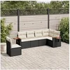 Image de Salon de Jardin avec Coussins 6 pcs, Canapés de Terrasse, Ensemble de Meubles de Patio, Mobilier d'Extérieur, Noir 3259256