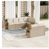 Image de 7 pieces 7 personnes salon de jardin modulable beige 62.0 x 62 x 69 resine tressee