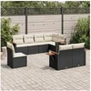 Image de Salon de Jardin avec Coussins 8 pcs, Canapés de Terrasse, Ensemble de Meubles de Patio, Mobilier d'Extérieur, Noir 3259403