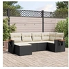 Image de Salon de Jardin avec Coussins 6 pcs, Canapés de Terrasse, Ensemble de Meubles de Patio, Mobilier d'Extérieur, Noir 3259417