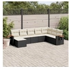 Image de Salon de Jardin avec Coussins 8 pcs, Canapés de Terrasse, Ensemble de Meubles de Patio, Mobilier d'Extérieur, Noir 3259487