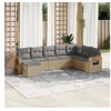 Image de Salon de Jardin avec Coussins 8 pcs, Canapés de Terrasse, Ensemble de Meubles de Patio, Mobilier d'Extérieur, Beige 3259490