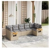 Image de Salon de Jardin avec Coussins 7 pcs, Canapés de Terrasse, Ensemble de Meubles de Patio, Mobilier d'Extérieur, Beige 3259511