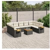 Image de Salon de Jardin avec Coussins 10 pcs, Canapés de Terrasse, Ensemble de Meubles de Patio, Mobilier d'Extérieur, Noir 3259522