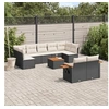 Image de Salon de Jardin avec Coussins 10 pcs, Canapés de Terrasse, Ensemble de Meubles de Patio, Mobilier d'Extérieur, Noir 3259536