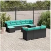 Image de Salon de jardin modulable 9 personnes rotin beige 62 x 62 x 69 cm 10 pieces