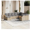 Image de Salon de jardin modulable - 10 pièces - Rotin beige - Table pliante - 9 personnes - 62 x 62 x 69 cm