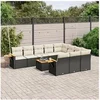 Image de Salon de Jardin avec Coussins 11 pcs, Canapés de Terrasse, Ensemble de Meubles de Patio, Mobilier d'Extérieur, Noir 3259585