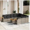 Image de Salon de jardin modulable 11 pieces 10 personnes resine tressee 62.0 x 62 x 69 cm gris