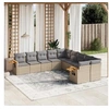 Image de Salon de Jardin avec Coussins 10 pcs, Canapés de Terrasse, Ensemble de Meubles de Patio, Mobilier d'Extérieur, Beige 3259595