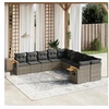Image de Salon de jardin modulable 10 pièces - 10 personnes, résine tressée, gris, table pliante