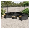 Image de Salon de Jardin avec Coussins 11 pcs, Canapés de Terrasse, Ensemble de Meubles de Patio, Mobilier d'Extérieur, Noir 3259598