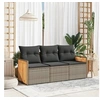 Image de Salon de jardin modulable resine tressee 3 pieces gris 62 x 55 x 69 cm 3 personnes