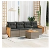Image de Salon de jardin 5 pcs avec coussins gris résine tressée 3259862