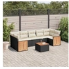Image de Salon de jardin modulable resine tressee 7 personnes noir 62 x 62 x 69 cm 8 pieces