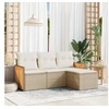 Image de Salon de jardin avec coussins 4 pcs beige résine tressée 3259986