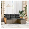 Image de Salon de jardin 4 pcs avec coussins gris résine tressée 3259988